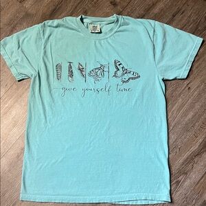 Women Teal Graphic T-Shirt “Give Yourself Time”